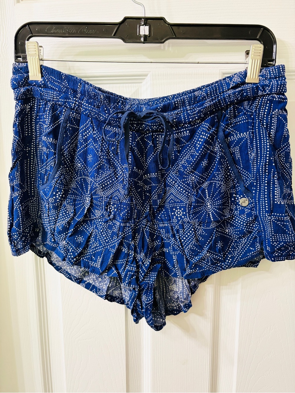Boho Roxy Low Rise Shorts Geometric Boho Print Drawstring w/side pockets sz XS